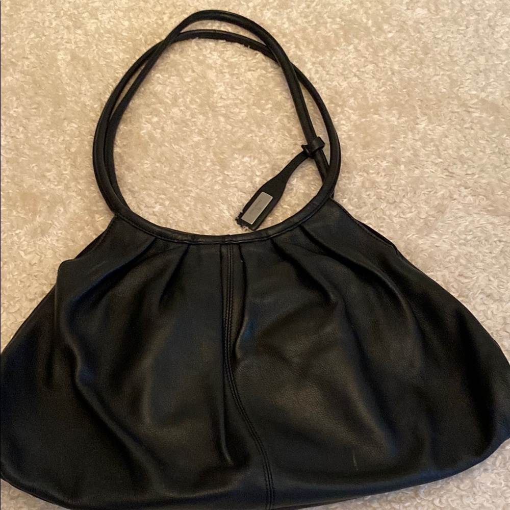 Black Slouchy Shoulder Bag with Rounded Handles